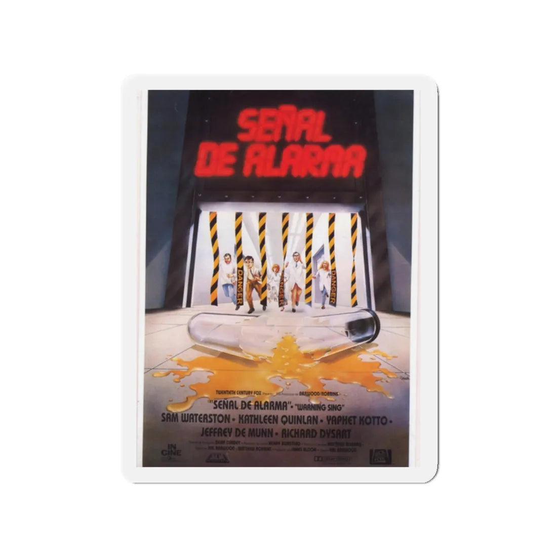 WARNING SIGN (SPANISH) 1985 Movie Poster - Refrigerator Magnet 2 Inch - The Sticker Space