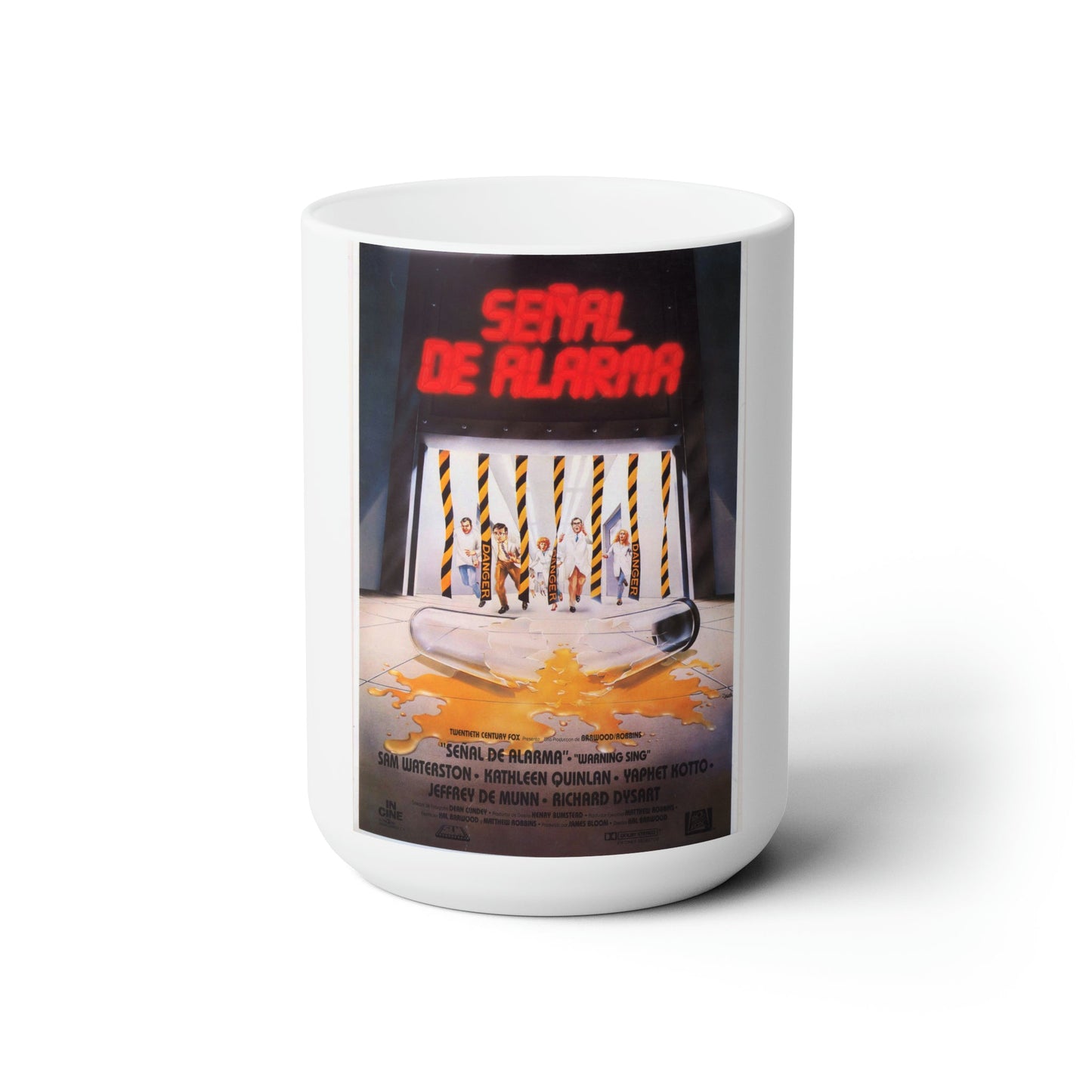 WARNING SIGN (SPANISH) 1985 Movie Poster - White Coffee Cup 15oz-15oz-The Sticker Space