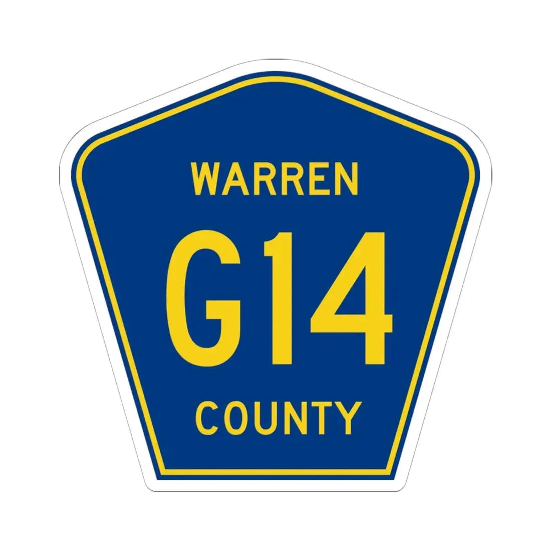 Warren County Route G14 IA (Iowa) (Road Sign) STICKER Vinyl Kiss-Cut Decal 6 Inch White - The Sticker Space
