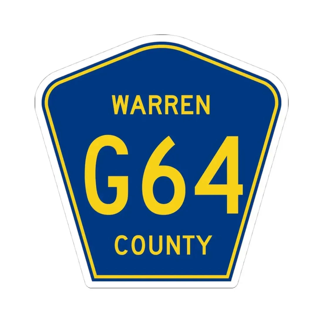 Warren County Route G64 IA (Iowa) (Road Sign) STICKER Vinyl Kiss-Cut Decal 4 Inch White - The Sticker Space