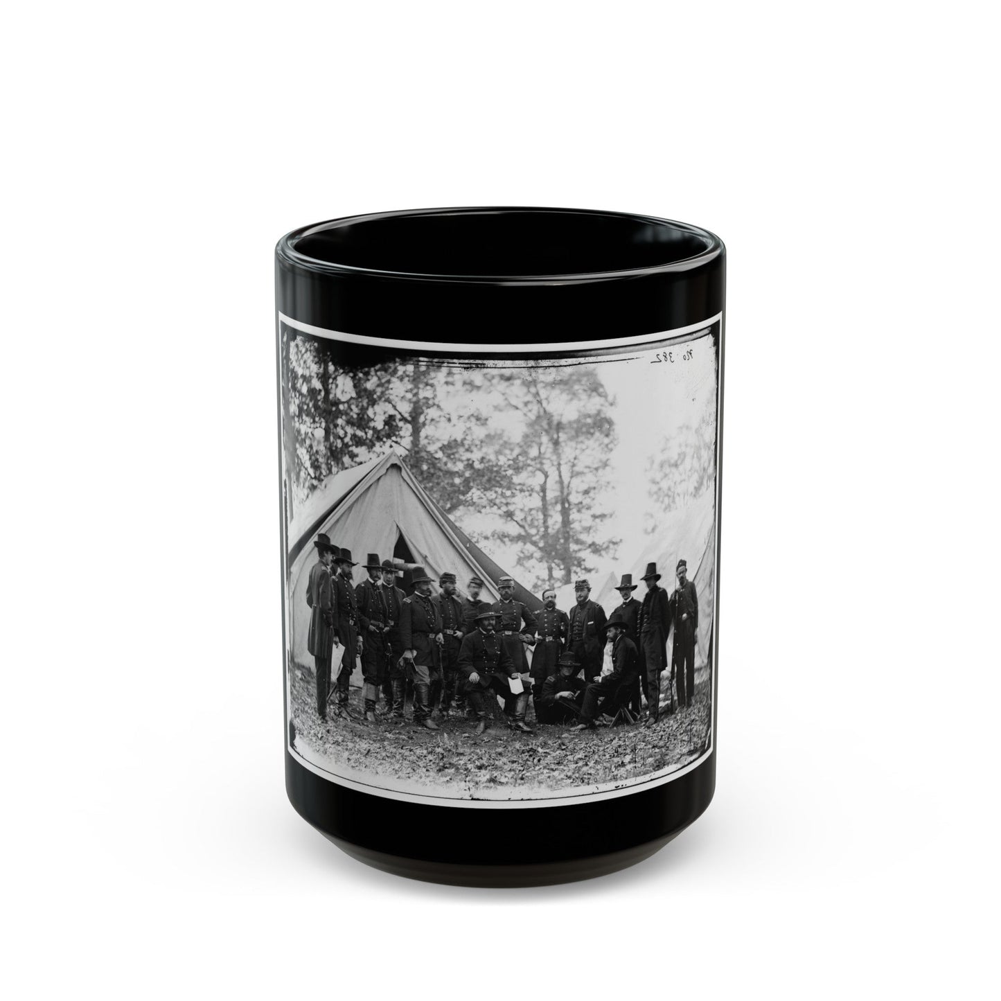 Warrenton, Va. Gen. Ambrose E. Burnside And Staff; Another View (U.S. Civil War) Black Coffee Mug-15oz-The Sticker Space