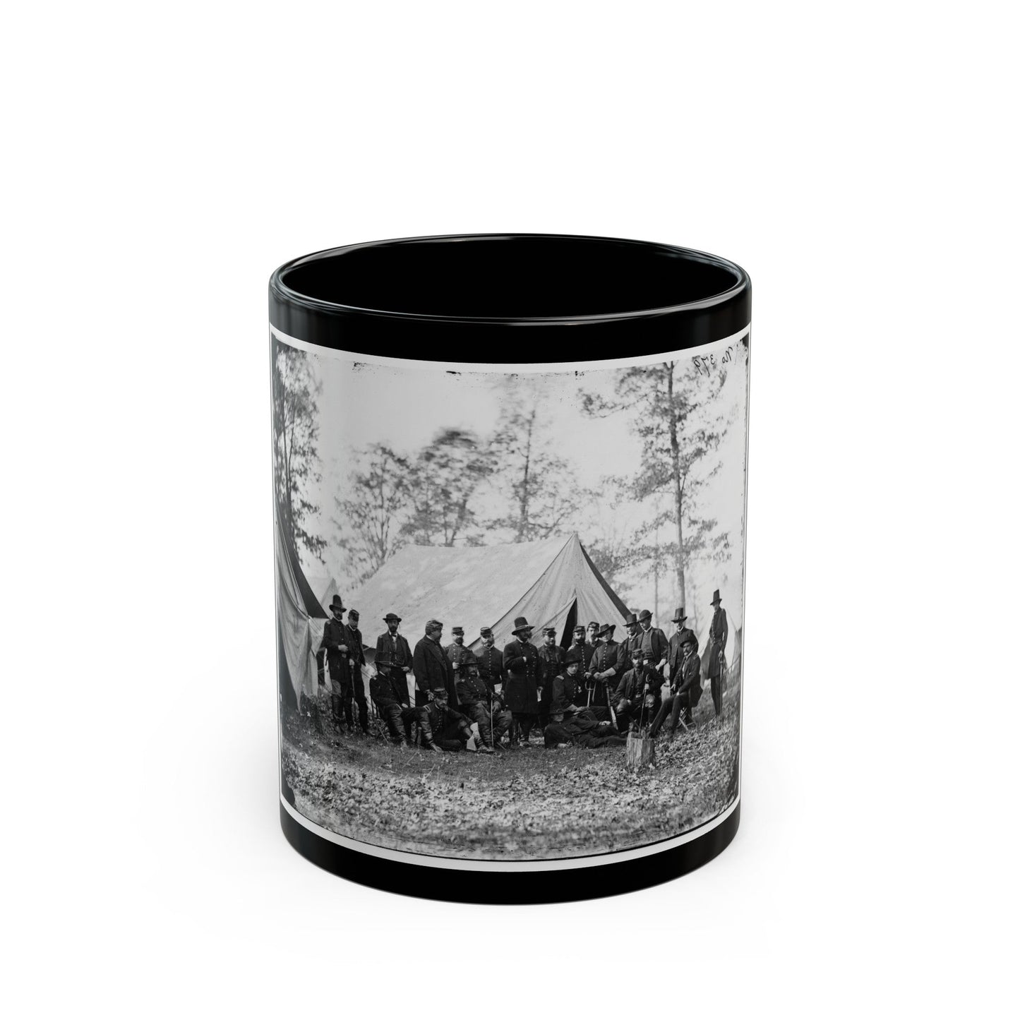 Warrenton, Va. Gen. Ambrose E. Burnside And Staff (U.S. Civil War) Black Coffee Mug-11oz-The Sticker Space