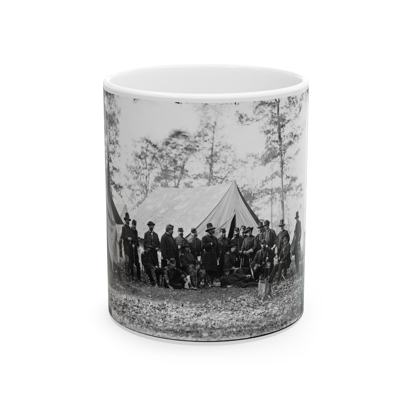 Warrenton, Va. Gen. Ambrose E. Burnside And Staff (U.S. Civil War) White Coffee Mug-11oz-The Sticker Space