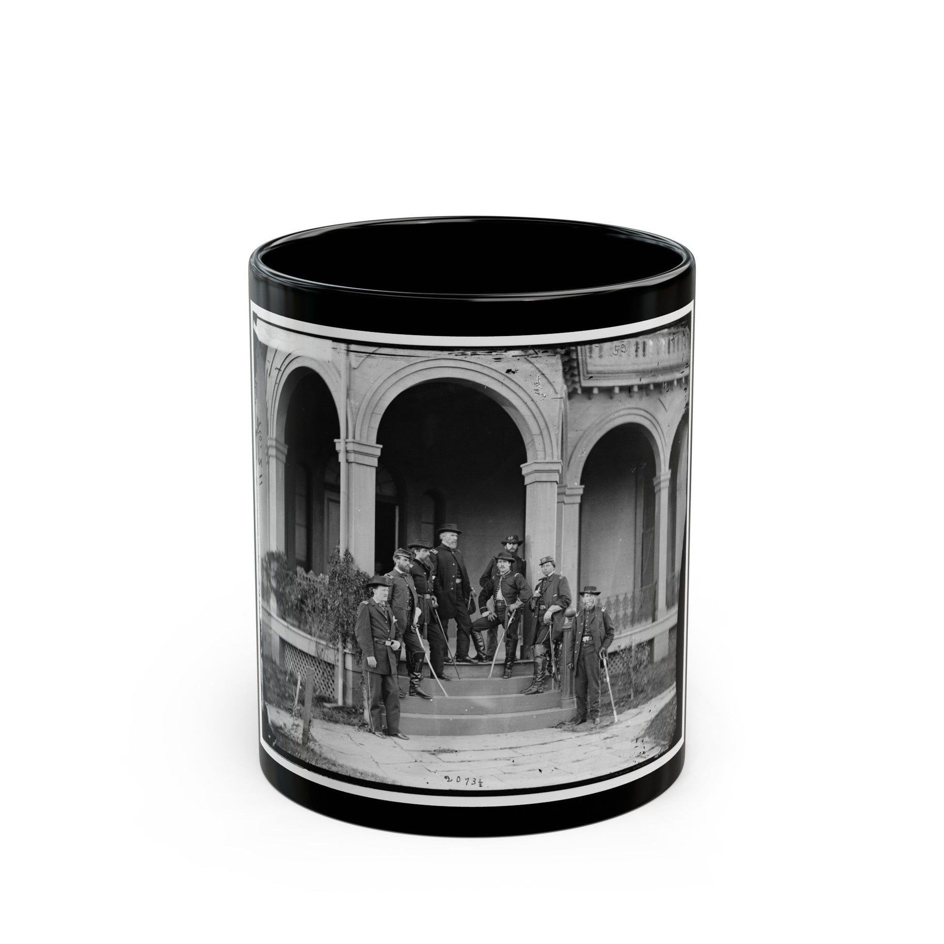 Warrenton, Va. Gen. Edwin V. Sumner And Staff (U.S. Civil War) Black Coffee Mug-11oz-The Sticker Space
