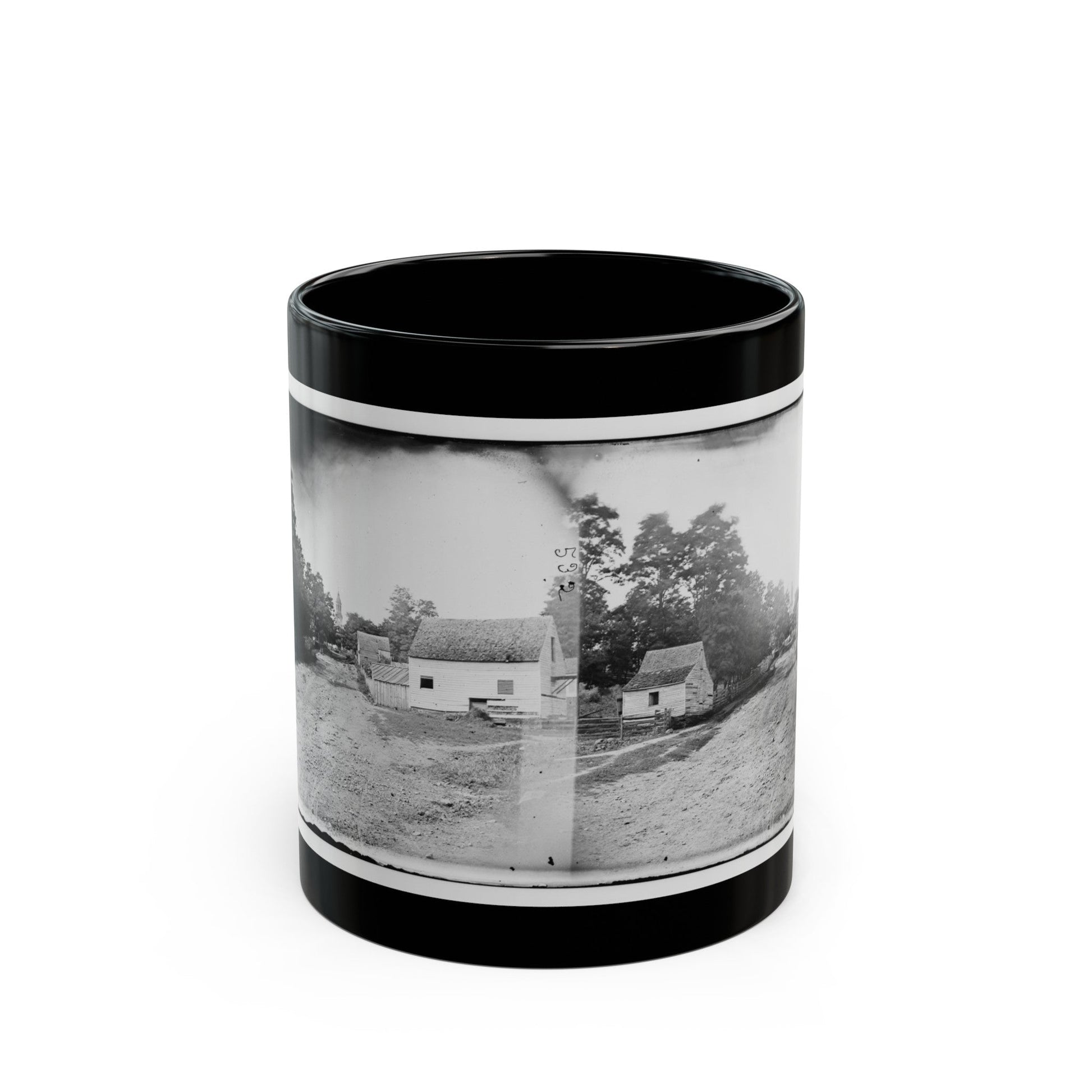 Warrenton, Va. Outskirts Of Town With Courthouse In Distance (U.S. Civil War) Black Coffee Mug-11oz-The Sticker Space