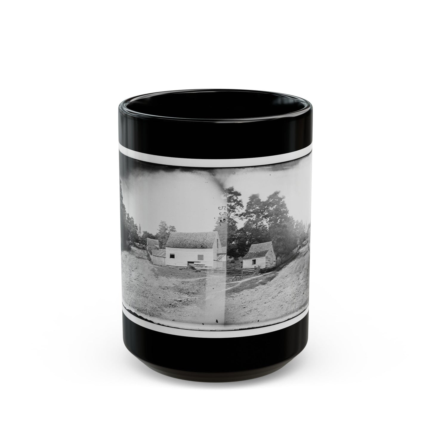 Warrenton, Va. Outskirts Of Town With Courthouse In Distance (U.S. Civil War) Black Coffee Mug-15oz-The Sticker Space