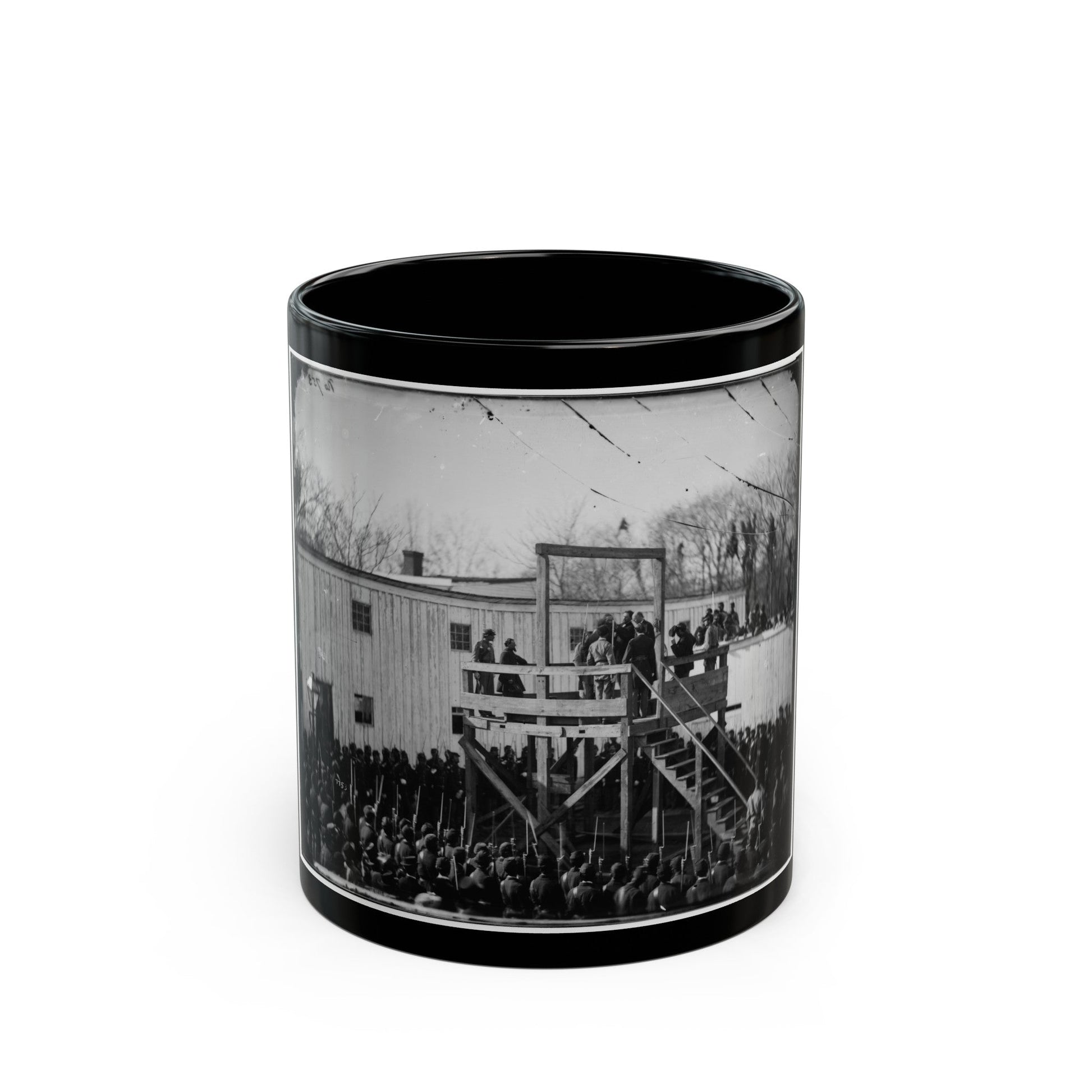 Washington, D.C. Adjusting The Rope For The Execution Of Wirz (U.S. Civil War) Black Coffee Mug-11oz-The Sticker Space