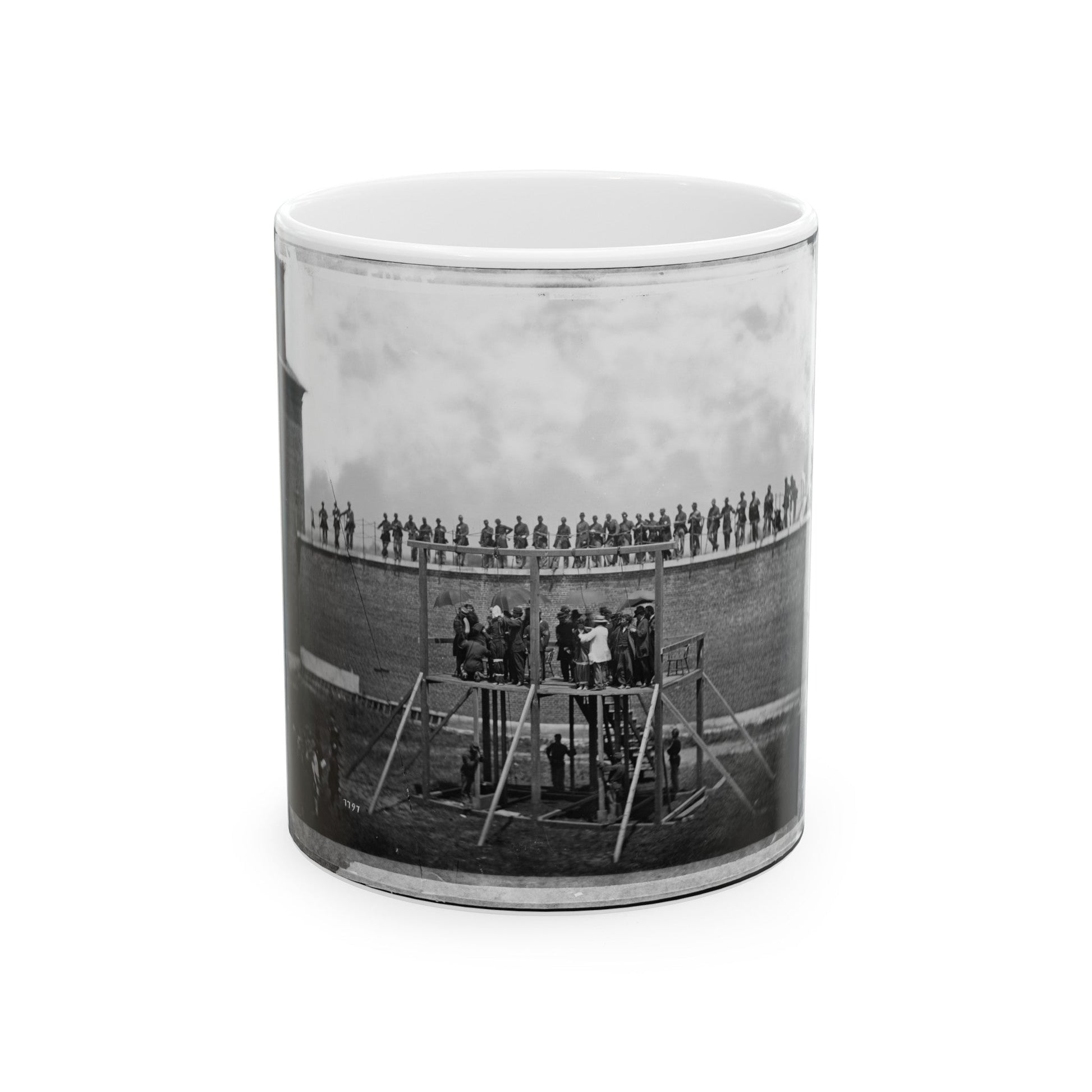 Washington, D.C. Adjusting The Ropes For Hanging The Conspirators (U.S. Civil War) White Coffee Mug-11oz-The Sticker Space