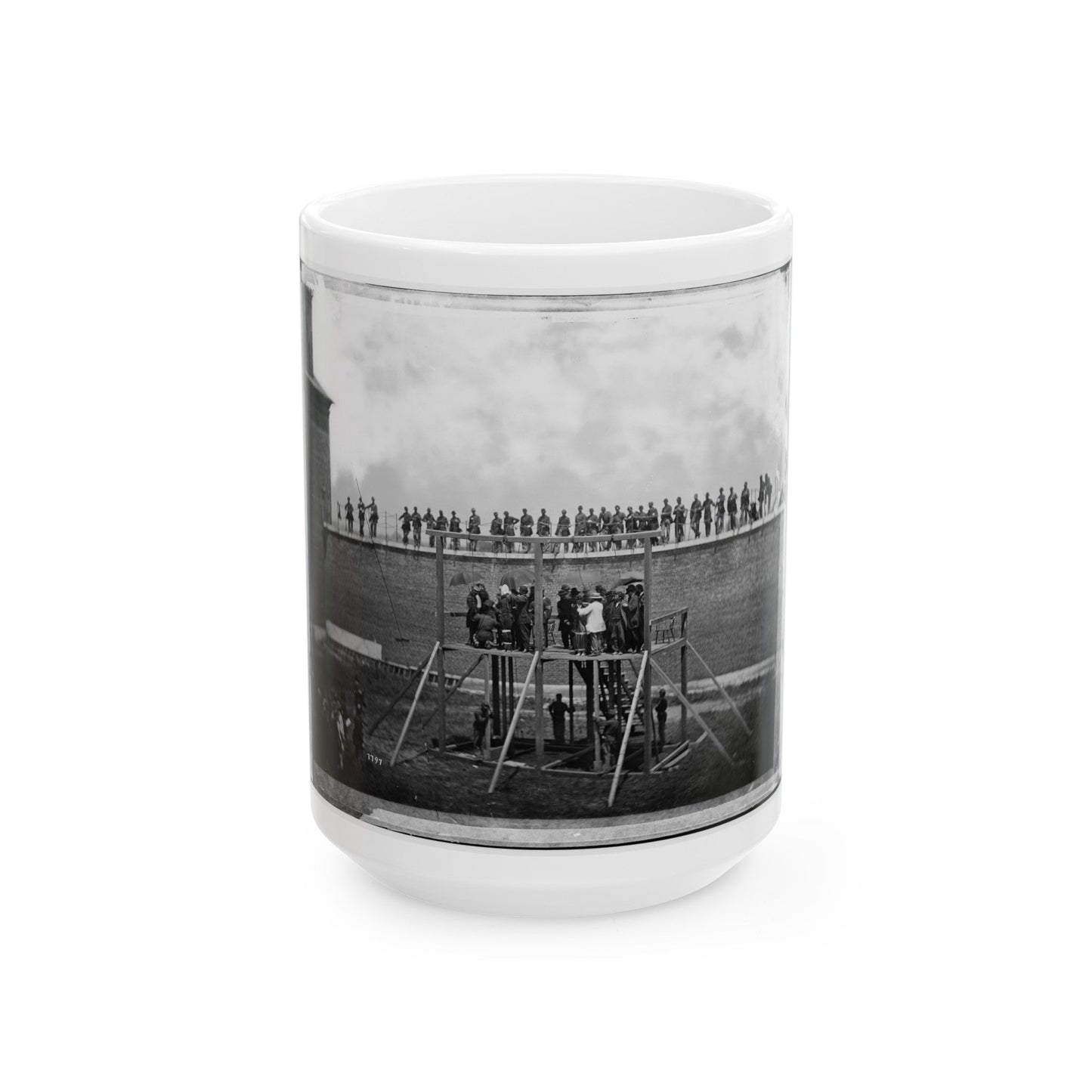 Washington, D.C. Adjusting The Ropes For Hanging The Conspirators (U.S. Civil War) White Coffee Mug-15oz-The Sticker Space