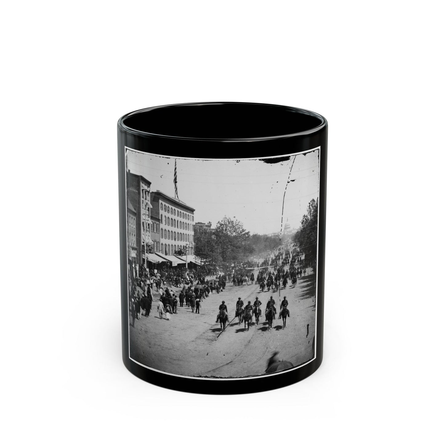 Washington, D.C. Another Artillery Unit Passing On Pennsylvania Avenue Near The Treasury (U.S. Civil War) Black Coffee Mug-11oz-The Sticker Space