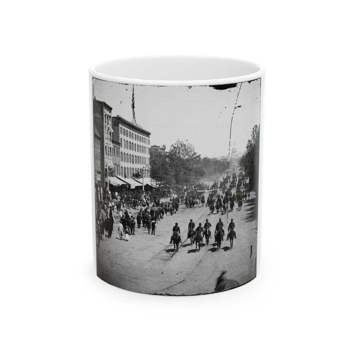 Washington, D.C. Another Artillery Unit Passing On Pennsylvania Avenue Near The Treasury (U.S. Civil War) White Coffee Mug-11oz-The Sticker Space