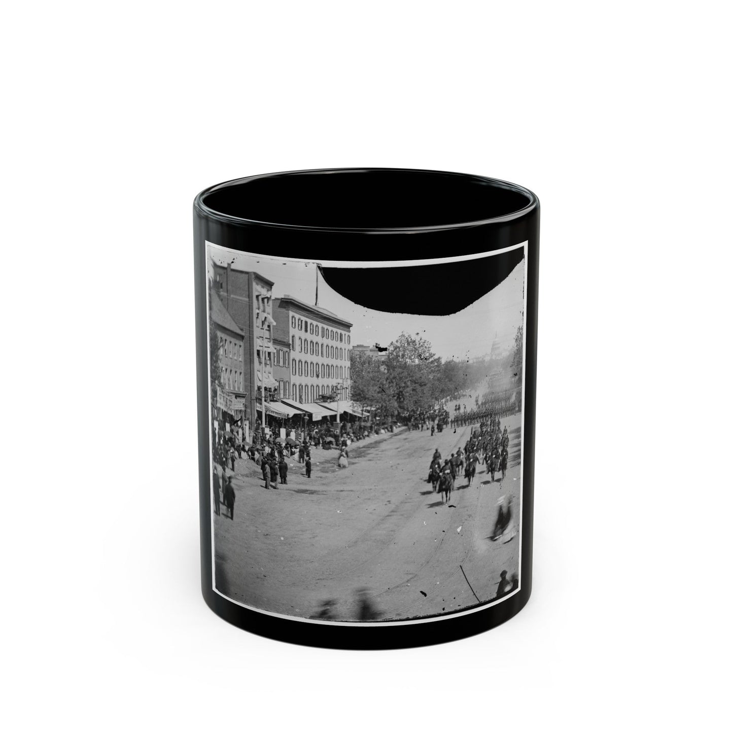 Washington, D.C. Artillery Unit Passing On Pennsylvania Avenue Near The Treasury (U.S. Civil War) Black Coffee Mug-11oz-The Sticker Space