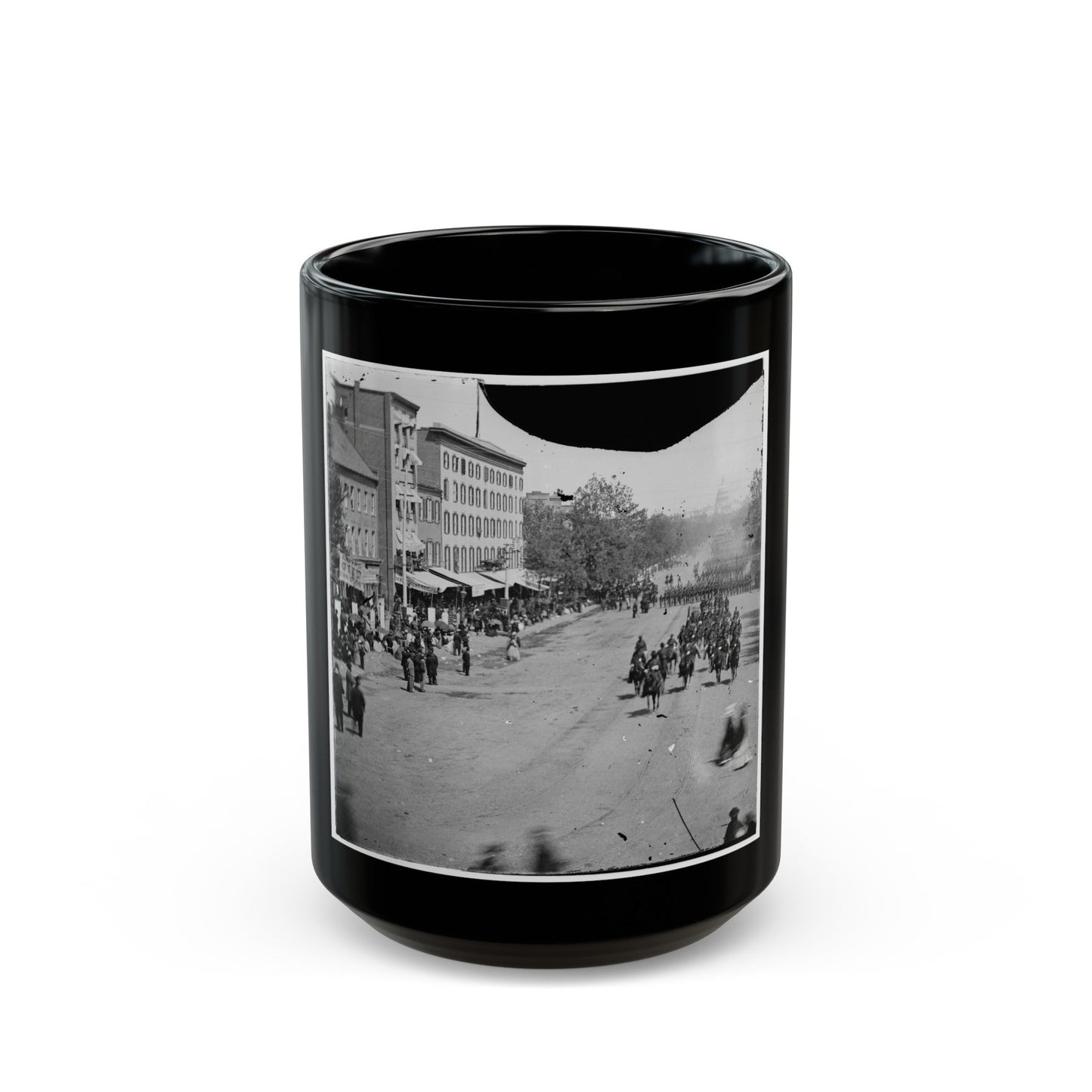 Washington, D.C. Artillery Unit Passing On Pennsylvania Avenue Near The Treasury (U.S. Civil War) Black Coffee Mug-15oz-The Sticker Space