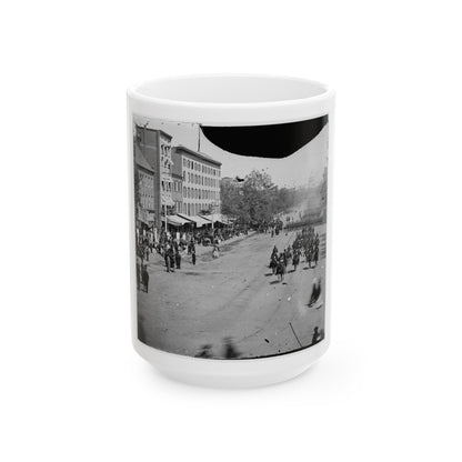 Washington, D.C. Artillery Unit Passing On Pennsylvania Avenue Near The Treasury (U.S. Civil War) White Coffee Mug-15oz-The Sticker Space