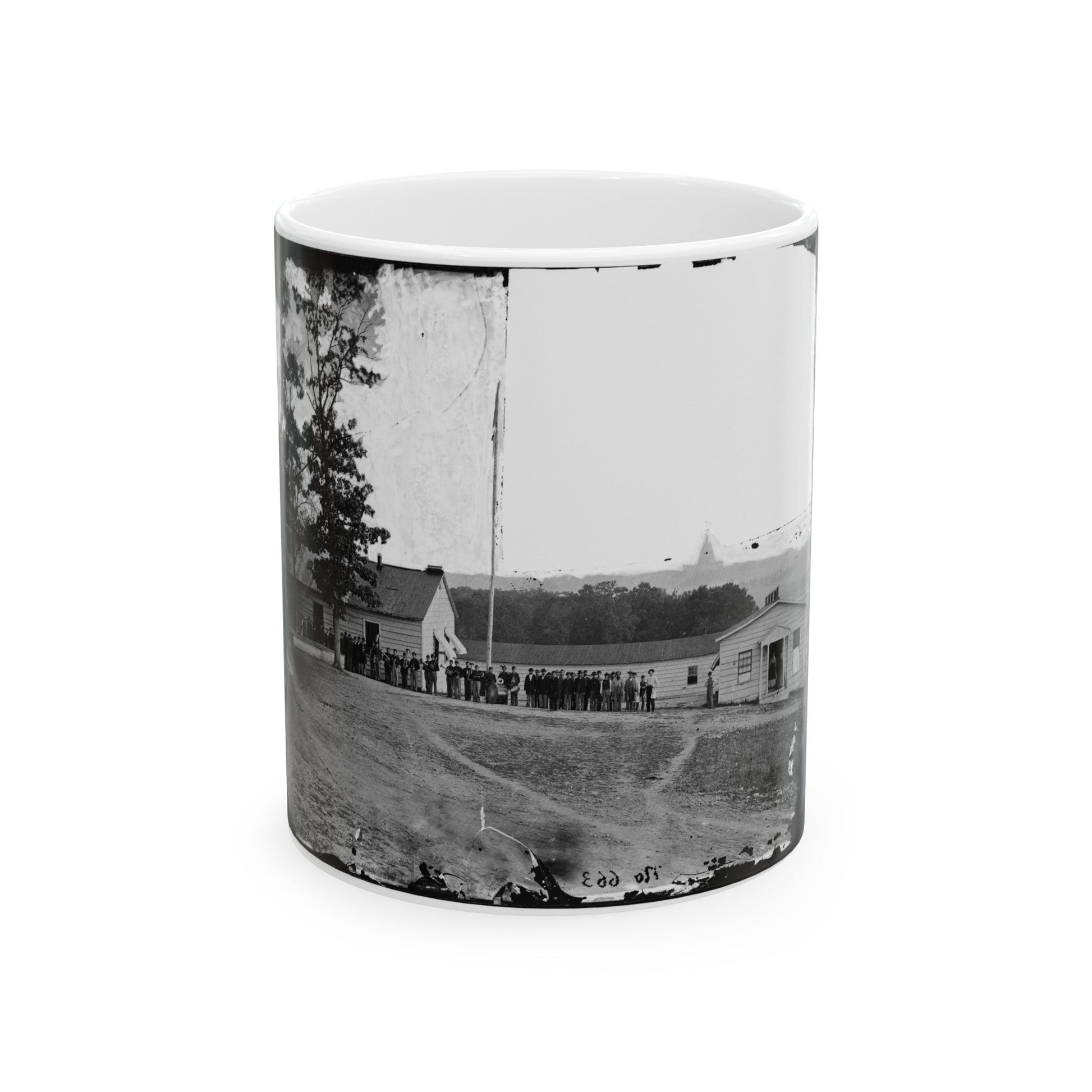 Washington, D.C. Band Before Officers' Quarters At Harewood Hospital (U.S. Civil War) White Coffee Mug-11oz-The Sticker Space