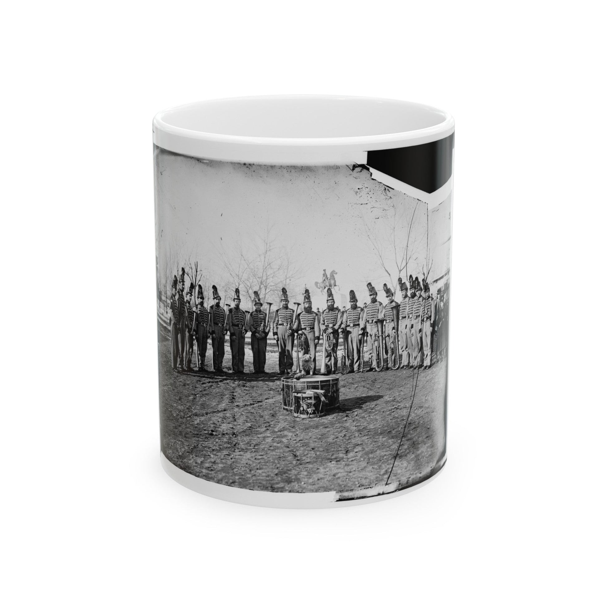 Washington, D.C. Band Of 9th Veteran Reserve Corps, In Shakoes And Frogged Jackets, At Washington Circle (U.S. Civil War) White Coffee Mug-11oz-The Sticker Space