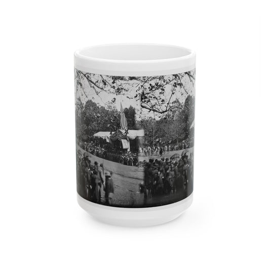 Washington, D.C. Cavalry Unit Passing Presidential Reviewing Stand (U.S. Civil War) White Coffee Mug-15oz-The Sticker Space