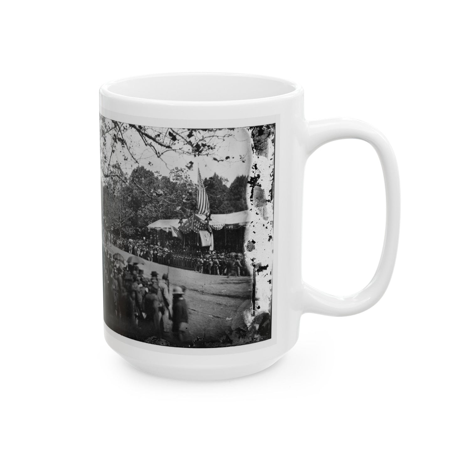 Washington, D.C. Cavalry Unit Passing Presidential Reviewing Stand (U.S. Civil War) White Coffee Mug-The Sticker Space