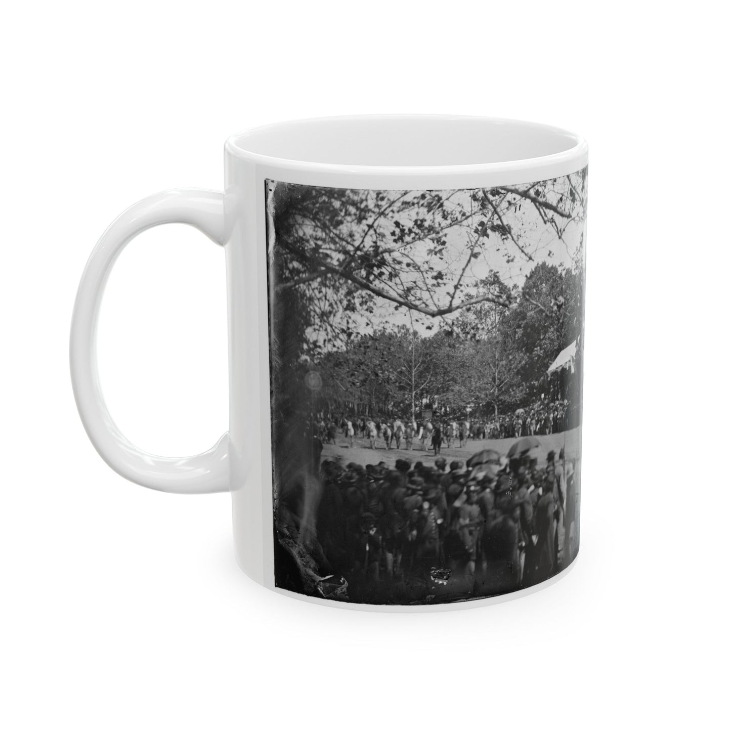 Washington, D.C. Cavalry Unit Passing Presidential Reviewing Stand (U.S. Civil War) White Coffee Mug-The Sticker Space