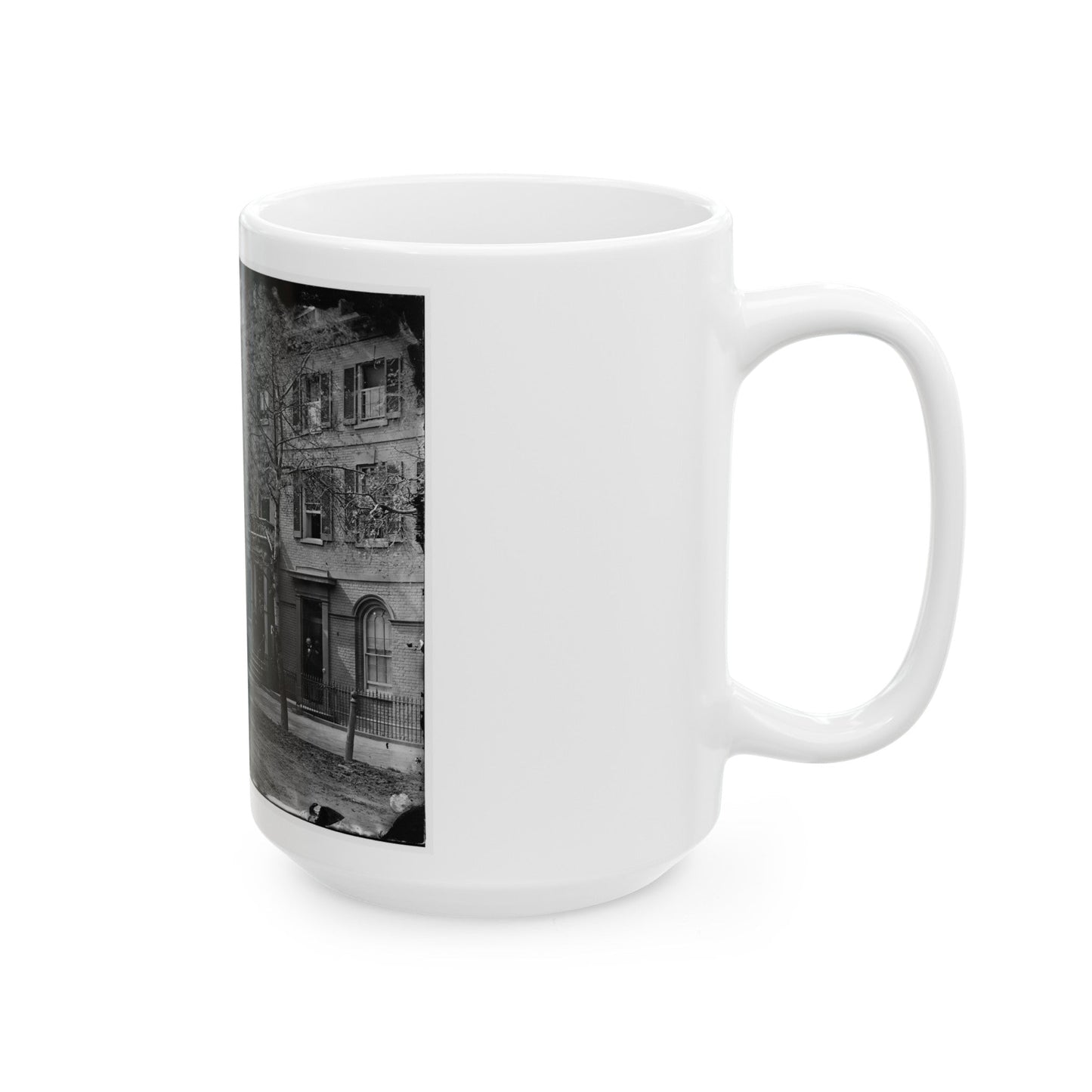 Washington, D.C. Central Office Of The Sanitary Commission, 1333 F Street, N.W. (U.S. Civil War) White Coffee Mug-The Sticker Space