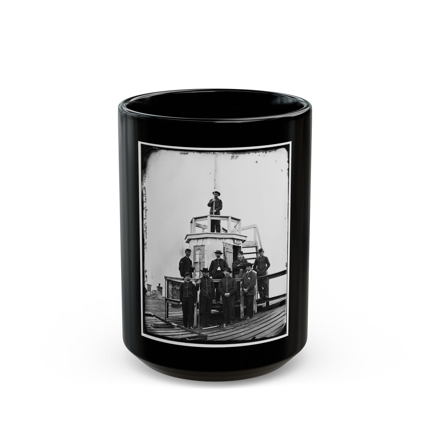 Washington, D.C. Central Signal Station, Winder Building, 17th And E Streets Nw, And Signal Corps Men (U.S. Civil War) Black Coffee Mug-15oz-The Sticker Space