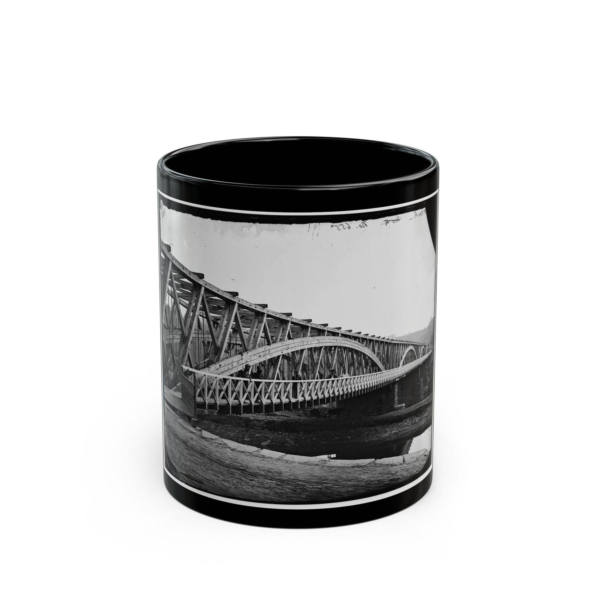 Washington, D.C. Chain Bridge Over The Potomac; Chesapeake And Ohio Canal In Foreground (U.S. Civil War) Black Coffee Mug-11oz-The Sticker Space