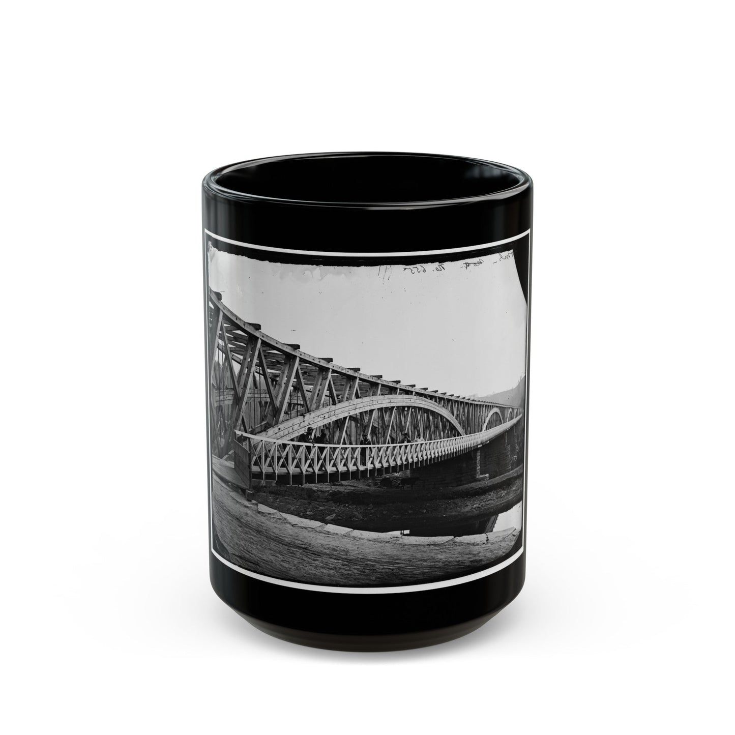 Washington, D.C. Chain Bridge Over The Potomac; Chesapeake And Ohio Canal In Foreground (U.S. Civil War) Black Coffee Mug-15oz-The Sticker Space