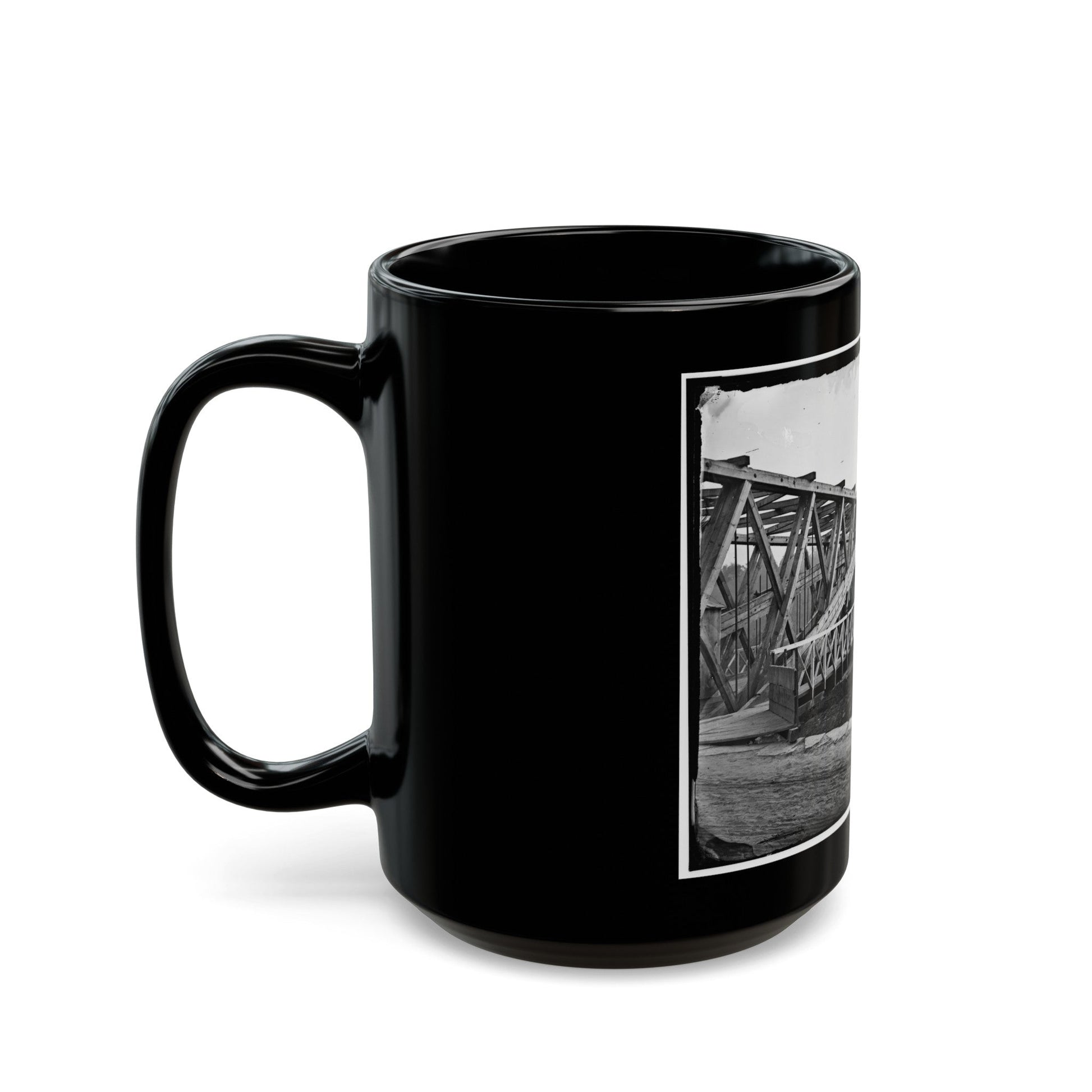 Washington, D.C. Chain Bridge Over The Potomac; Chesapeake And Ohio Canal In Foreground (U.S. Civil War) Black Coffee Mug-The Sticker Space