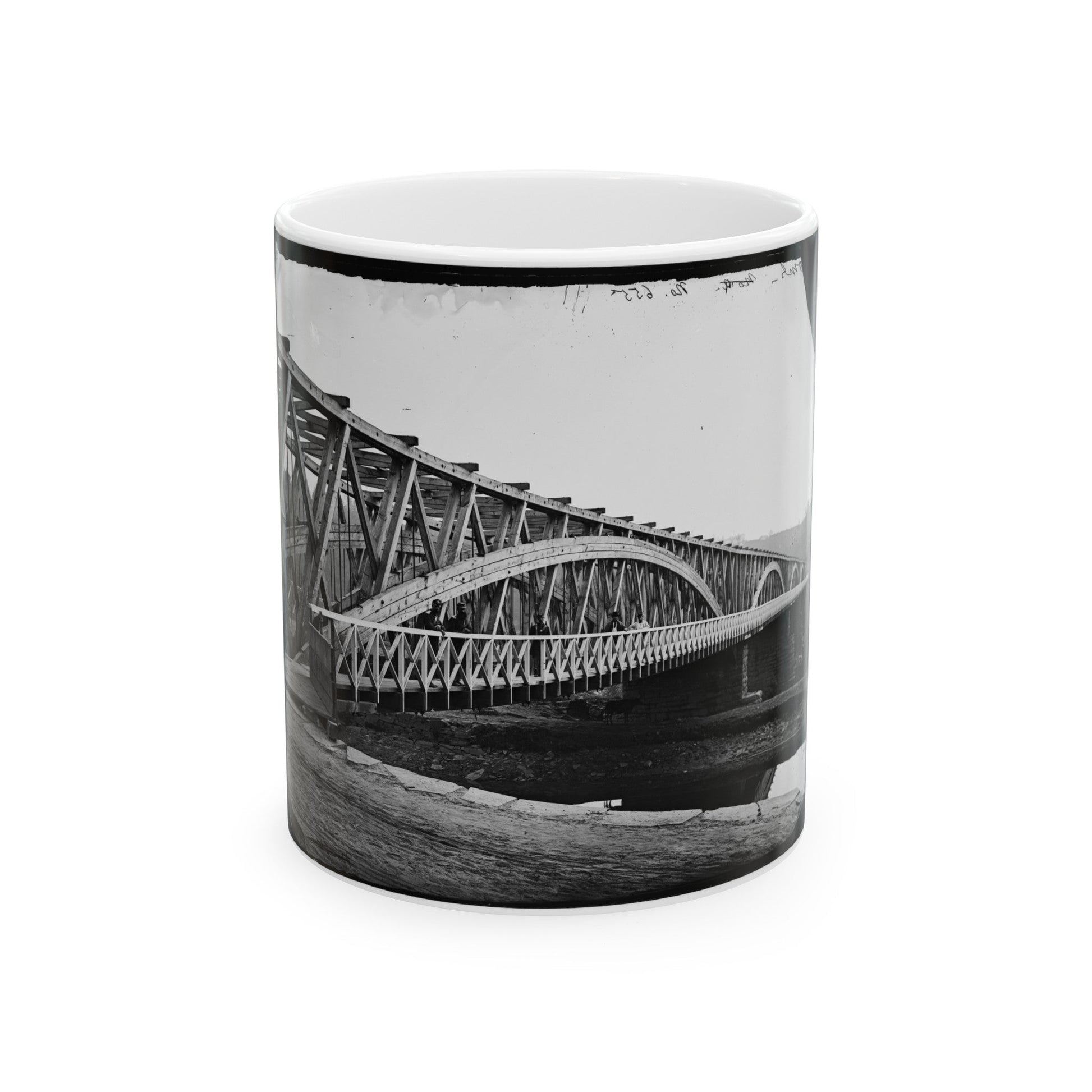 Washington, D.C. Chain Bridge Over The Potomac; Chesapeake And Ohio Canal In Foreground (U.S. Civil War) White Coffee Mug-11oz-The Sticker Space