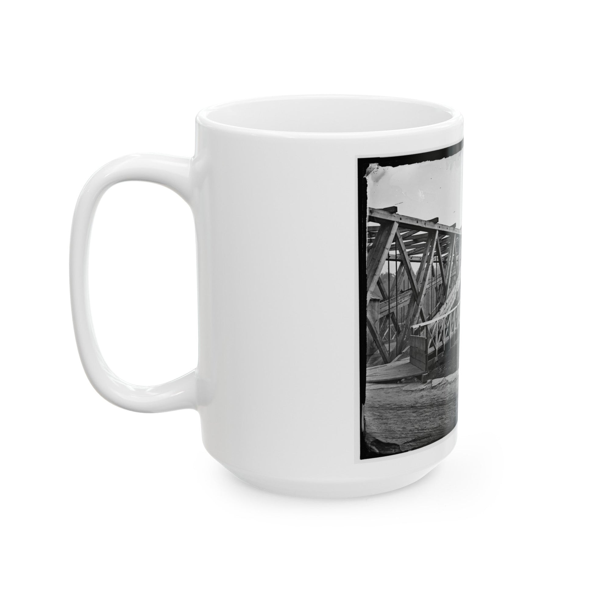 Washington, D.C. Chain Bridge Over The Potomac; Chesapeake And Ohio Canal In Foreground (U.S. Civil War) White Coffee Mug-The Sticker Space