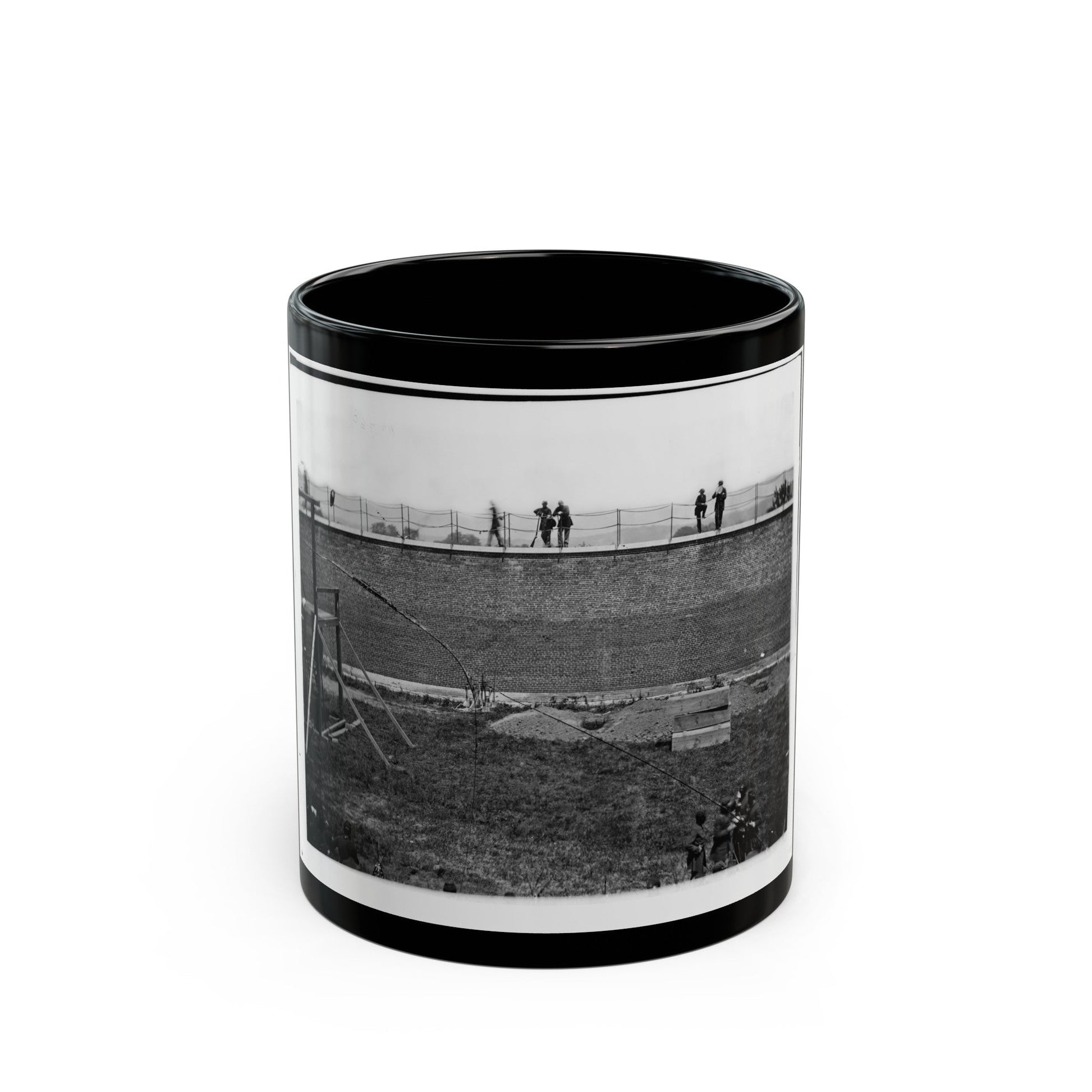 Washington, D.C. Coffins And Open Graves Ready For The Conspirators' Bodies At Right Of Scaffold (U.S. Civil War) Black Coffee Mug-11oz-The Sticker Space