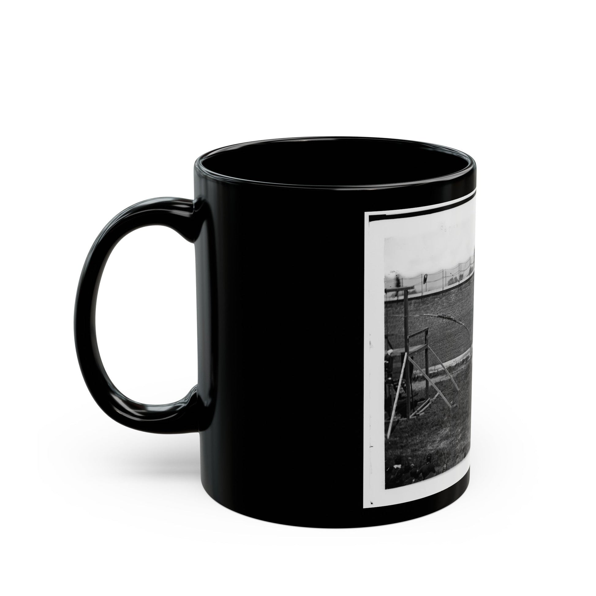 Washington, D.C. Coffins And Open Graves Ready For The Conspirators' Bodies At Right Of Scaffold (U.S. Civil War) Black Coffee Mug-The Sticker Space