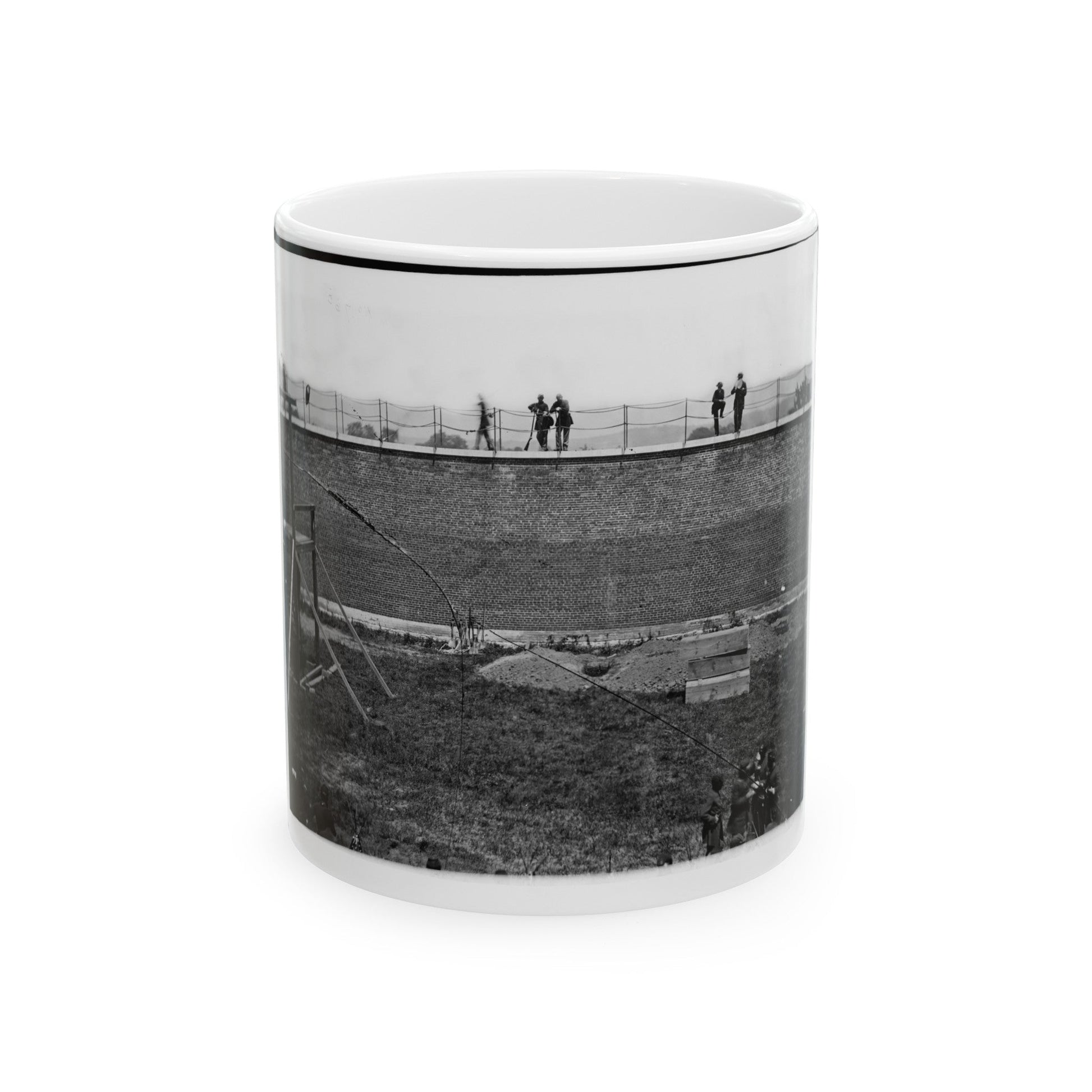 Washington, D.C. Coffins And Open Graves Ready For The Conspirators' Bodies At Right Of Scaffold (U.S. Civil War) White Coffee Mug-11oz-The Sticker Space