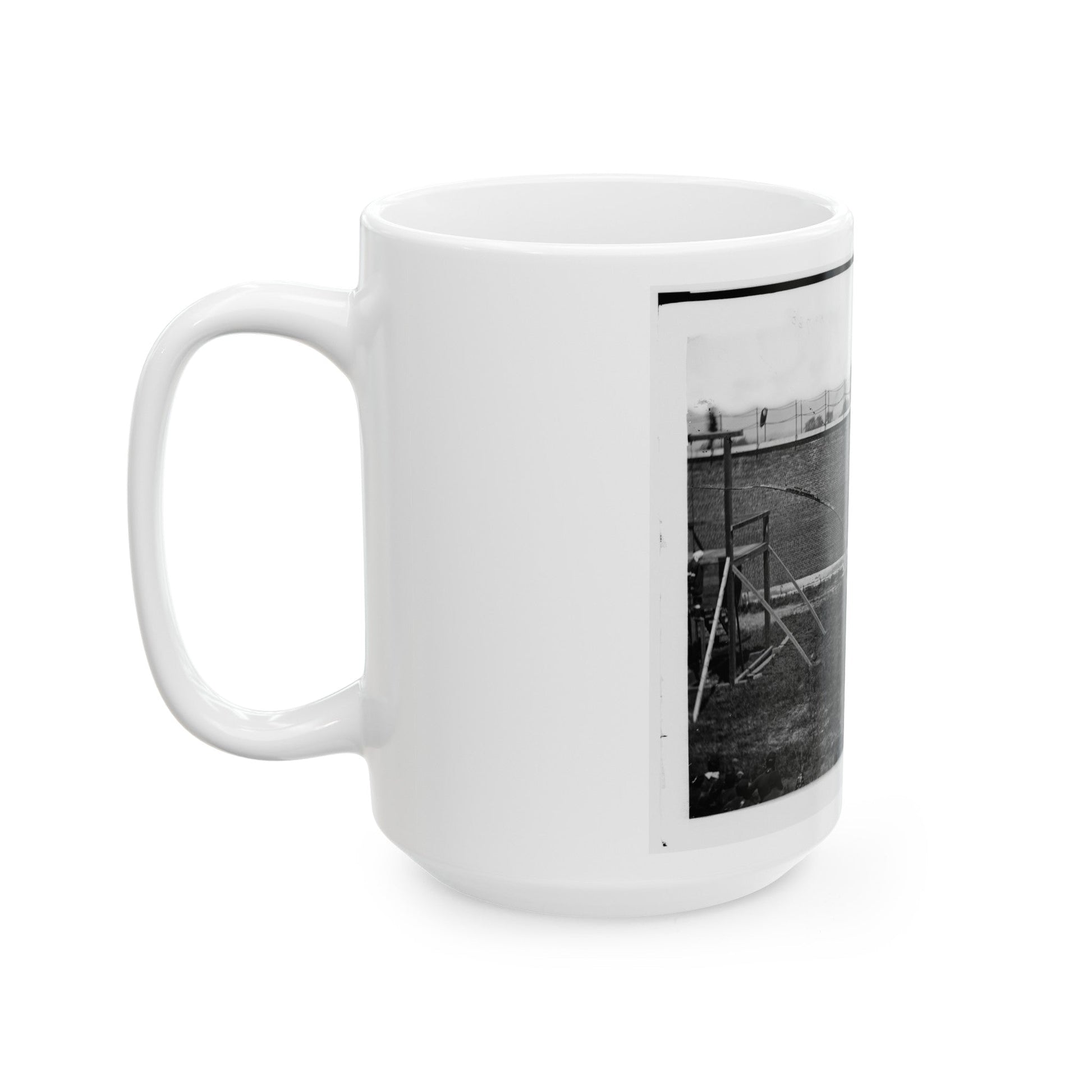 Washington, D.C. Coffins And Open Graves Ready For The Conspirators' Bodies At Right Of Scaffold (U.S. Civil War) White Coffee Mug-The Sticker Space