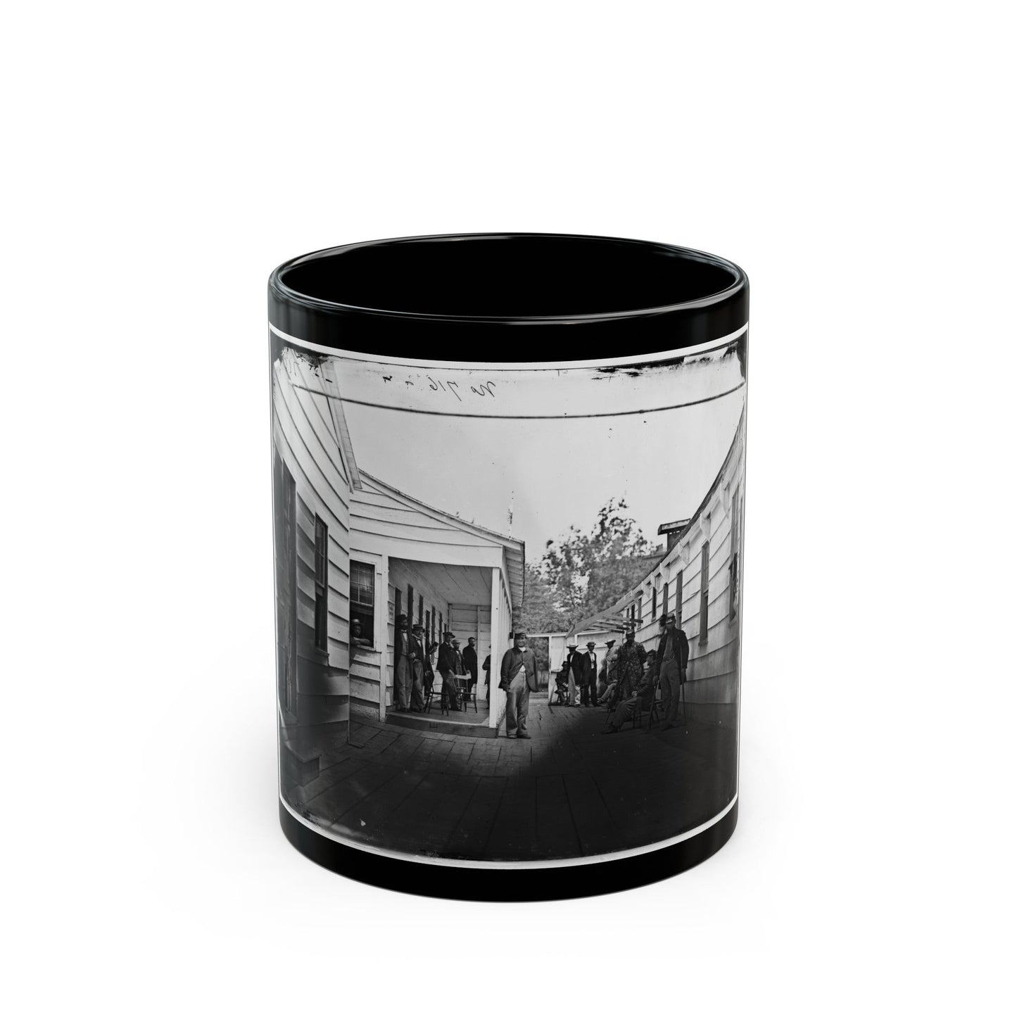 Washington, D.C. Convalescent Soldiers And Others Outside Quarters Of The Sanitary Commission Home Lodge (U.S. Civil War) Black Coffee Mug