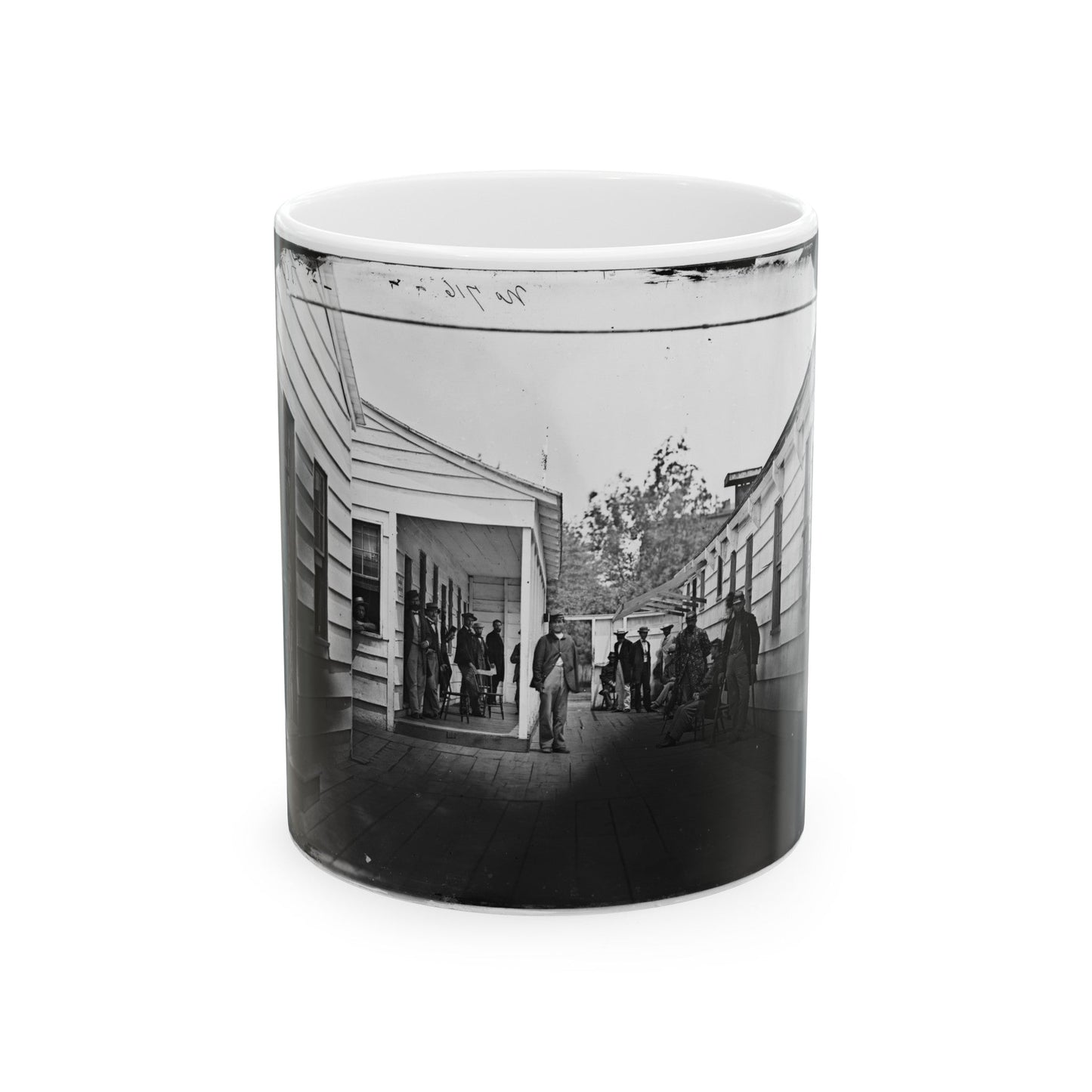 Washington, D.C. Convalescent Soldiers And Others Outside Quarters Of The Sanitary Commission Home Lodge (U.S. Civil War) White Coffee Mug-11oz-The Sticker Space