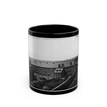 Washington, D.C. Execution Of The Conspirators Scaffold In Use And Crowd In The Yard, Seen From The Roof Of The Arsenal (U.S. Civil War) Black Coffee Mug-11oz-The Sticker Space