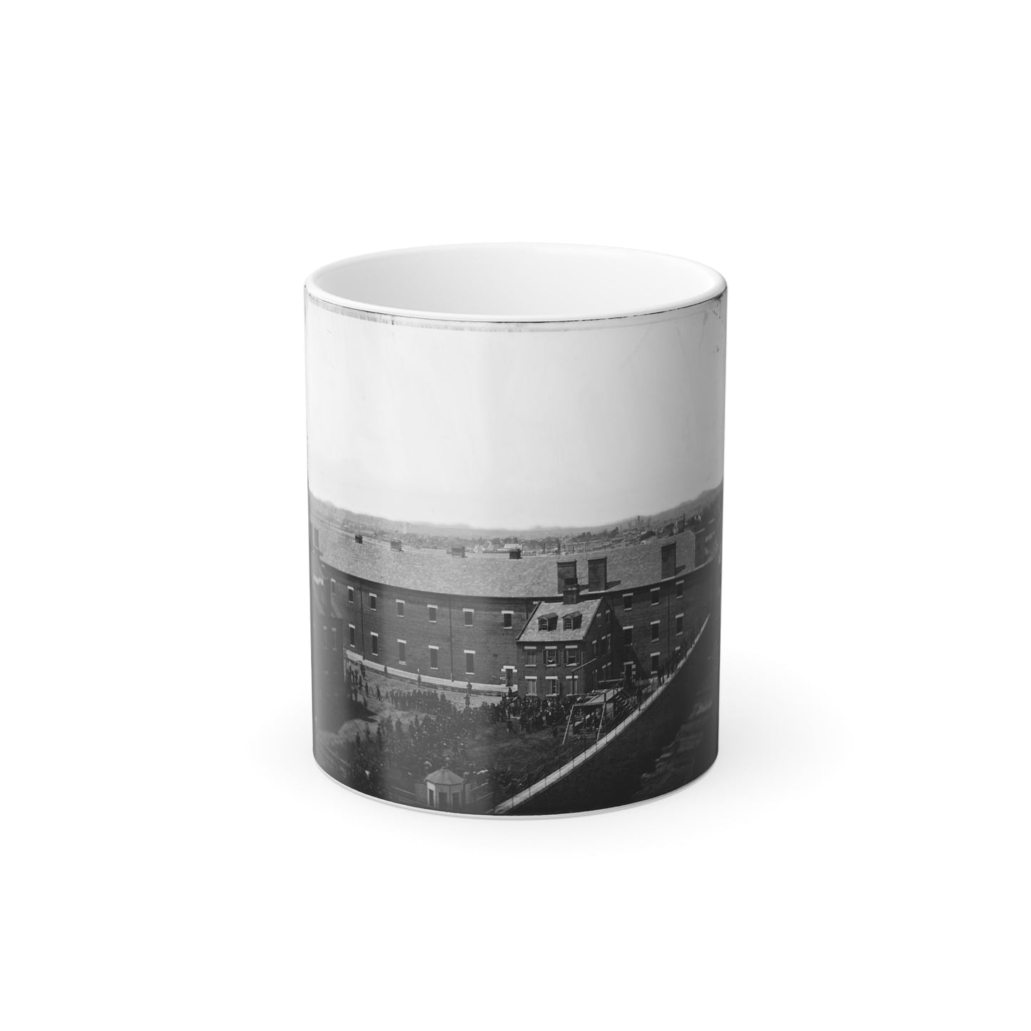 Washington, D.C. Execution of the Conspirators Scaffold in Use and Crowd in the Yard, Seen From the Roof of the Arsenal (U.S. Civil War) Color Morphing Mug 11oz-11oz-The Sticker Space