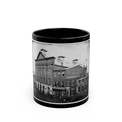 Washington, D.C. Ford's Theater With Guards Posted At Entrance And Crepe Draped From Windows (U.S. Civil War) Black Coffee Mug-11oz-The Sticker Space