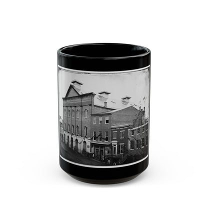 Washington, D.C. Ford's Theater With Guards Posted At Entrance And Crepe Draped From Windows (U.S. Civil War) Black Coffee Mug-15oz-The Sticker Space