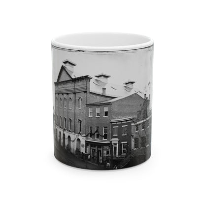 Washington, D.C. Ford's Theater With Guards Posted At Entrance And Crepe Draped From Windows (U.S. Civil War) White Coffee Mug-11oz-The Sticker Space