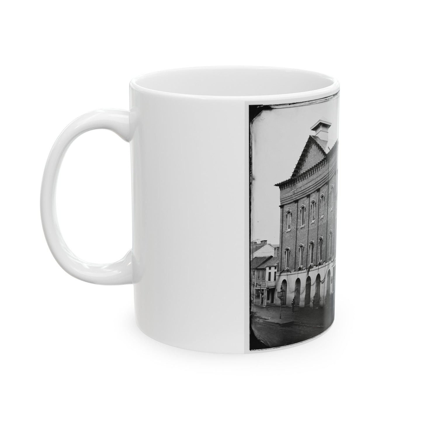 Washington, D.C. Ford's Theater With Guards Posted At Entrance And Crepe Draped From Windows (U.S. Civil War) White Coffee Mug-The Sticker Space