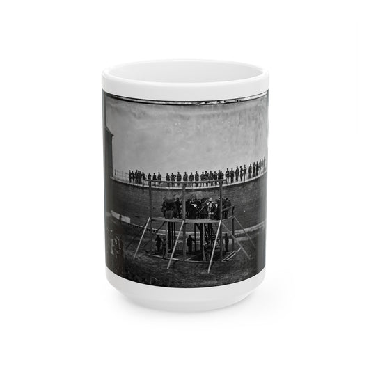 Washington, D.C. Gen. John F. Hartranft Reading The Death Warrant To The Conspirators On The Scaffold (U.S. Civil War) White Coffee Mug-15oz-The Sticker Space