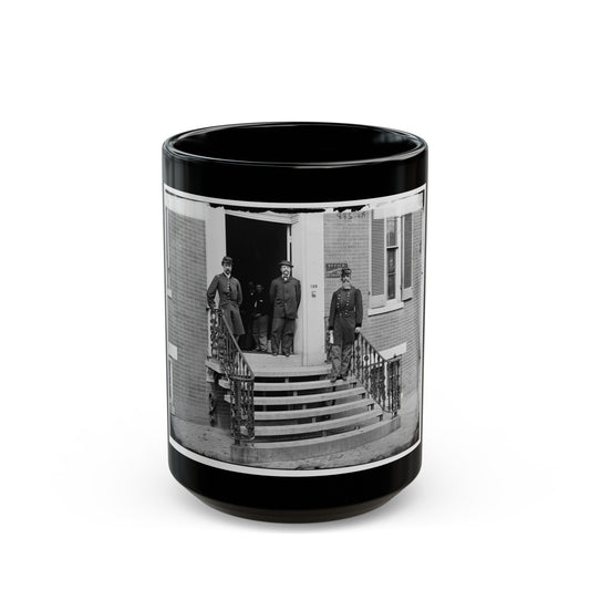 Washington, D.C. Gen. William Hoffman, Commissary General Of Prisoners (At Right) And Staff On Steps Of Office, F. St. At 20th Nw (U.S. Civil War) Black Coffee Mug-15oz-The Sticker Space