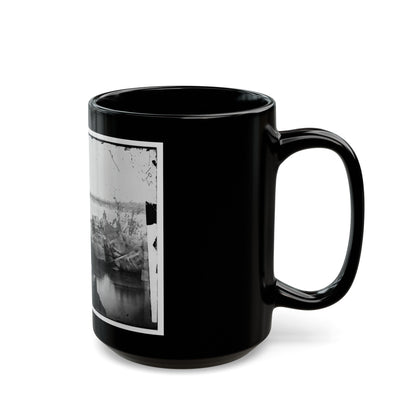 Washington, D.C. Georgetown Ferry-Boat Carrying Wagons, And Aqueduct Bridge Beyond, From Rocks On Mason's Island (U.S. Civil War) Black Coffee Mug-The Sticker Space