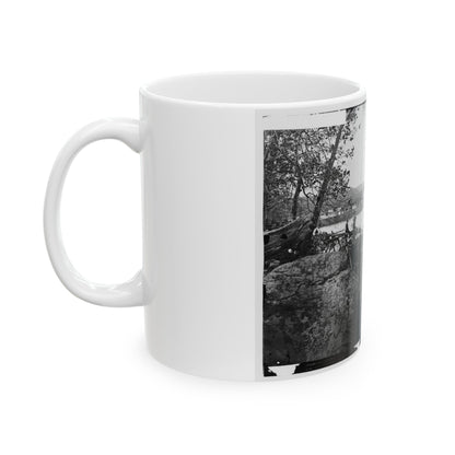 Washington, D.C. Georgetown Ferry-Boat Carrying Wagons, And Aqueduct Bridge Beyond, From Rocks On Mason's Island (U.S. Civil War) White Coffee Mug-The Sticker Space