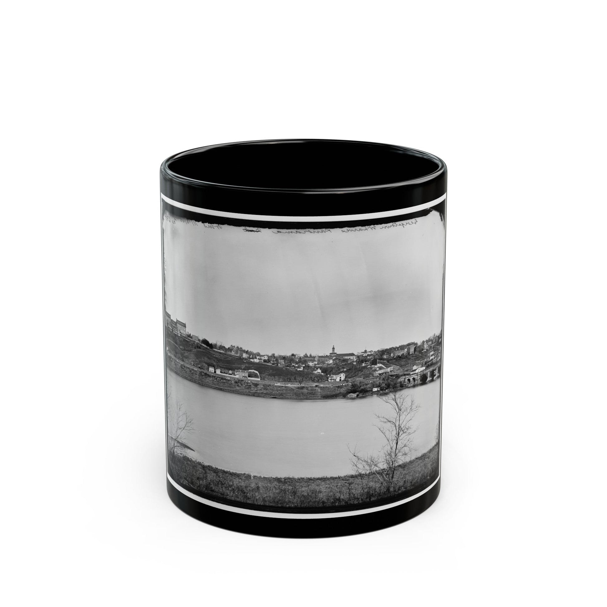 Washington, D.C. Georgetown From The Virginia Bank; Aqueduct Bridge At The Extreme Right (U.S. Civil War) Black Coffee Mug-11oz-The Sticker Space