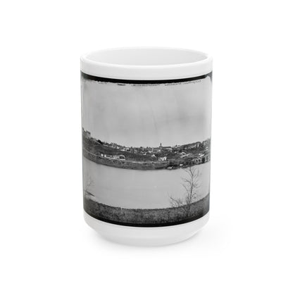 Washington, D.C. Georgetown From The Virginia Bank; Aqueduct Bridge At The Extreme Right (U.S. Civil War) White Coffee Mug-15oz-The Sticker Space