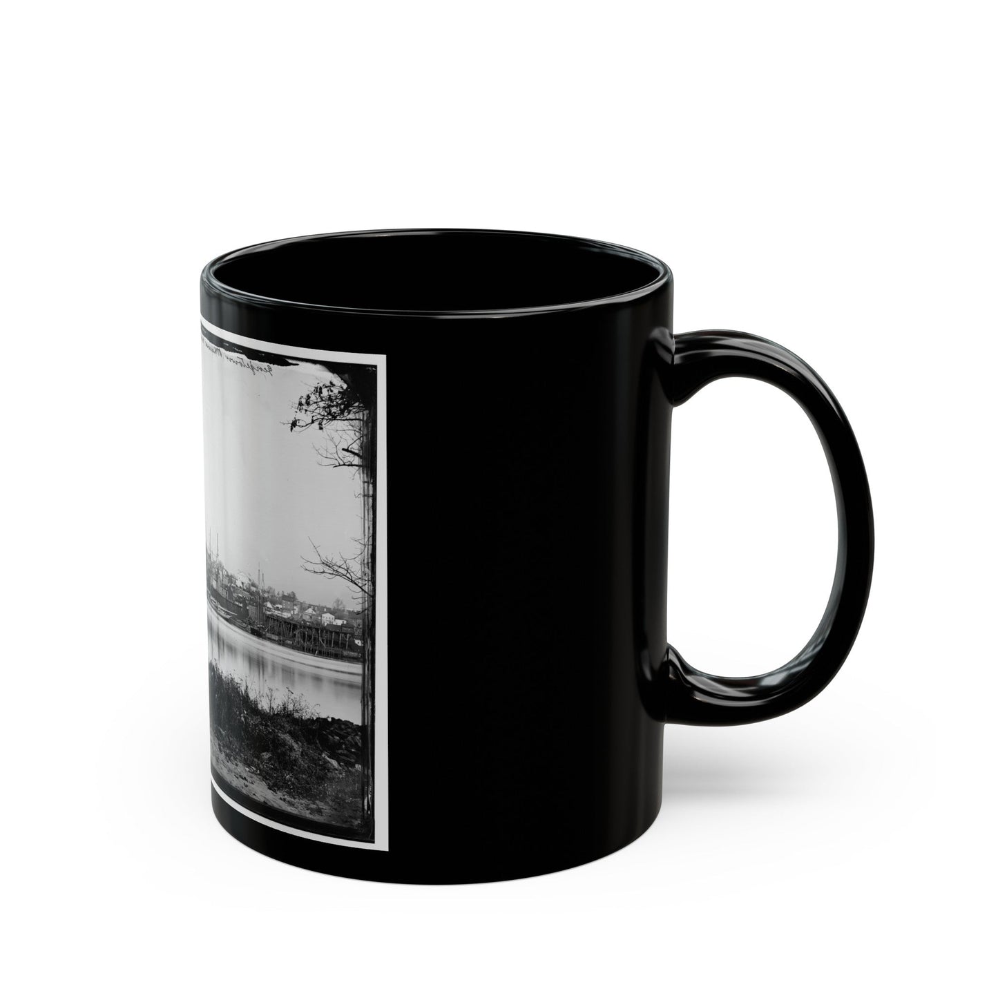 Washington, D.C. Georgetown Waterfront With Sailing Vessels, Seen From Mason's Island (U.S. Civil War) Black Coffee Mug