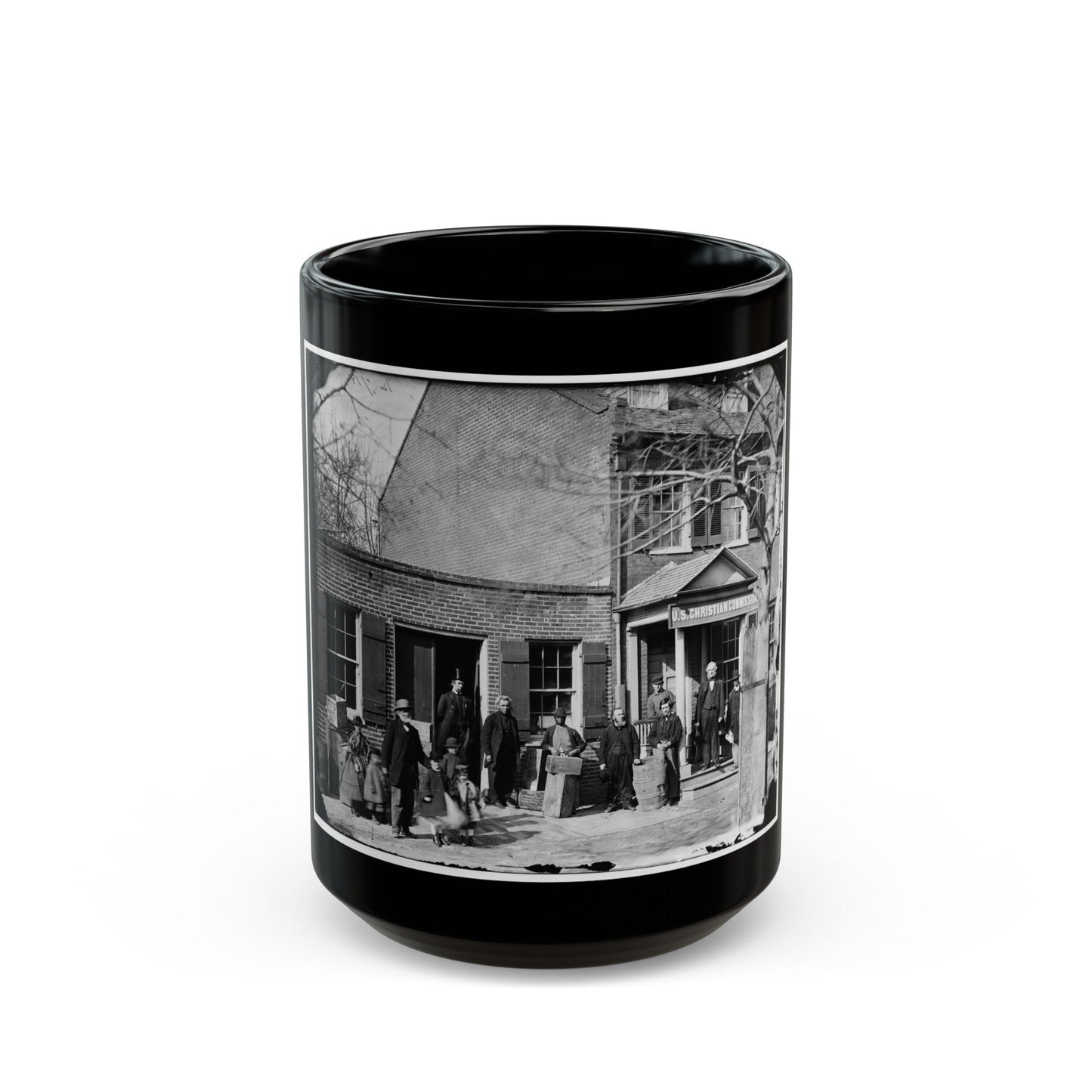 Washington, D.C. Group Before Office Of U.S. Christian Commission, 8th And H Sts. Nw (U.S. Civil War) Black Coffee Mug-15oz-The Sticker Space